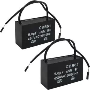 Twideec/2Pcs 450V AC 50/60Hz 런 커패시터 2와이어 금속화 폴로필렌 필름 천장 팬 모터 스타트 5uf