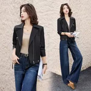 여친 캐주얼 봄가을 가죽 쇼트 재킷 세련도도녀 밍크코트 OOTD3