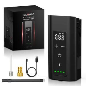 ISAMUTO 전기 자전거 펌프 150PSI 미니 휴대용 압축기LED 손전등 포함 SOS USB-C 타이어 팽창기 디지털 스