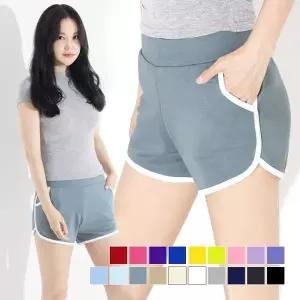 여자 컬러 레인보우 돌핀 팬츠 배색 라인 숏 반바지_5