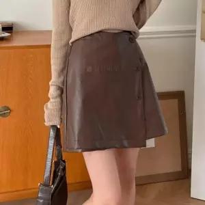 여자 가을 가죽 레자 레더 랩 팬츠 치마 짧은 스커트_5