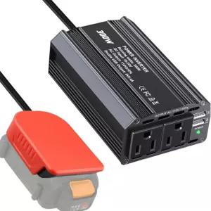 20V 6PIN 이온 배터리 AC 0V 인버터 휴대용 발전소 발전기용 300W 전원 콘센트 2개 및 캠핑 야외용 USB