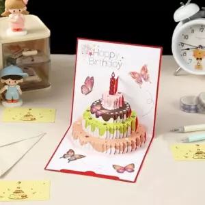 턴인  크리스마스 생일 축하 파티 케이크 모양 입체 카드