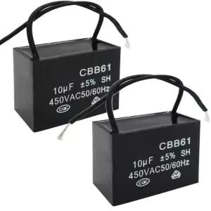 Twideec/2Pcs 450V AC 50/60Hz 런 커패시터 2와이어 금속화 폴로필렌 필름 천장 팬 모터 스타트 10uf