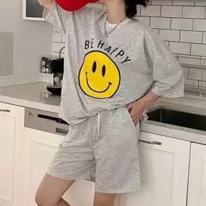 (스판) 522해피반팔세트 상하반팔티세트 여성 여자 나염프린트 반바지세트 트레이닝복세트새로본