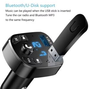 차량용 MP3 플레이어 듀얼 USB  충전기 FM 블루투스 수신기 호환 5.0 송신기 플래시 드라이브 플러그 카 키