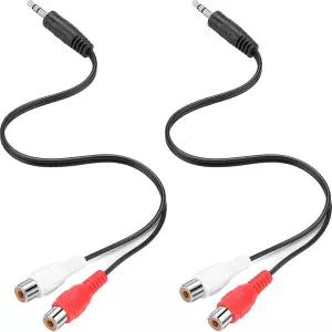 PASOW 3.5mm 남성에서 2 RCA 여성 스테레오 오디오 Y 케이블 헤드폰 잭 보조 어댑터 팩 스피커 턴테이블