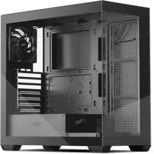 다크플래시 ATX 미드타워 PC 케이스 비LED PWM 팬 컴퓨터 1개 사전 설치 풀뷰 듀얼 강화 유리 게이밍 타입