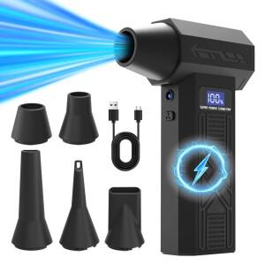 5200mAh 미니 터보 제트 팬 LED 조명 포함 5구 충전식 전기 에어 더스터 120000RPM 블로워 풍속