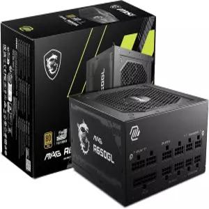 MSI MAG A650GL 완전 모듈식 컴팩트 게이밍 650W 전원 공급 장치 80+ 골드 ATX PSU 10년 보증