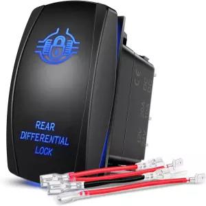Nilight 후방 차동 로커 스위치 LED 라이트 바 5 핀 온 오프 SPST 20A/2V 0A/24V 파란색 자동차 트럭 보트
