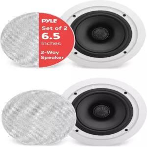 Pyle 6.5인치 70V 천장 마운트 스피커-2방향 미드베이스 우퍼 변압기 1인치 티타늄 돔 트위터 월 플러시
