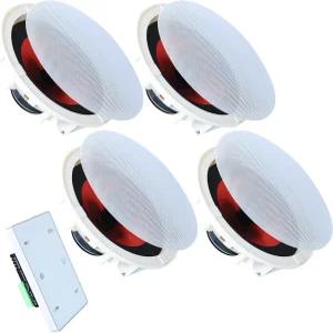 4채널 벽 증폭기 6.5인치 양방향 플러시 마운트 스피커 시스템 TF/USB/AUX 홈 시어터 사무실 욕실용 QAU