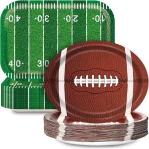 QUBAI 50Pcs 풋볼 파티 일회용 종이 접시 9.7 x 13.2인치 대형 장식품 테일게이트 스포츠 데이 BBQ 장식용