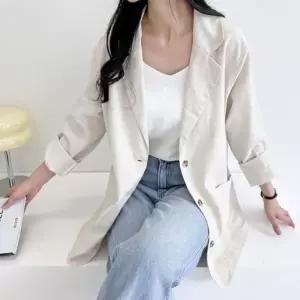 루즈핏 여성 간절기 여름 통기성 긴팔 마 자켓 재킷
