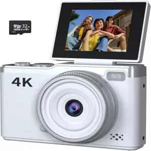 사진 촬영용 4K 디지털 카메라 6400만 화소의 포인트 및 16배 줌 2.4인치 180°Flip 화면 컴팩트 여행용