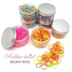 레인보우 머리끈 고무줄 투명칼라원통 머리끈 고무줄