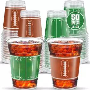 아트크리에이티비티 50개 16온스 축구 파티 컵 - 테마 일회용 플라스틱 음료 2026 슈퍼볼 용품 및 테이블