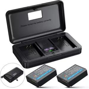 LP-E10 배터리 2팩 1600mAh 및 캐논 E10 EOS 레벨 T7 T6 T5 T3 T100 키스 X50 X70 X80 X90 1100D 1200D
