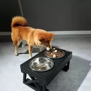 [RIZPICK]스테인리스 강아지 식기 분리형 강아지 밥그릇 높이 조절 2구