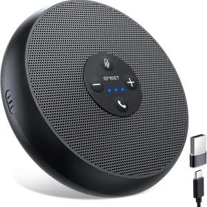 EMEET USB 스피커폰 M1A Zoom 인증 AI 마이크 360°음성 픽업 타입 C-A 플러그 앤 플레이 컴퓨터 스피커