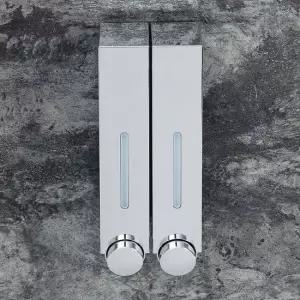 물비누 디스펜서 2구 420ml 유광실버 세제 리필 화장실 욕실
