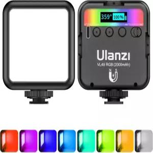 ULANZI VL49 RGB 비디오 조명 LED 카메라 360 풀 컬러 휴대용 사진 콜드 슈 3개 포함 2000mAh 충전식 CRI
