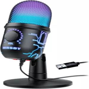 MRSDY 게이밍 마이크 PC Mac PS4/5용 USB 컴퓨터 스튜디오 녹음 유튜브 스트리밍용 콘덴서 팟캐스트 헤드폰