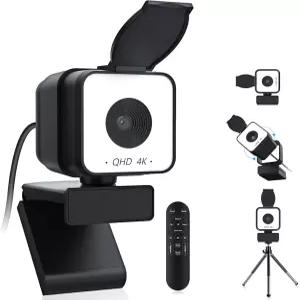 듀얼 마이크 9배 하이브리드 줌 자동 조명 보정 기능이 있는 FTINFX 4K USB 웹캠 회의 라이브 스트리밍