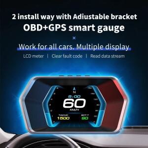 P17 HUD OBD2 GPS 온보드 컴퓨터 자동차 전자제품 액세서리 헤드업 디스플레이 차량 속도 전압 과속 경보