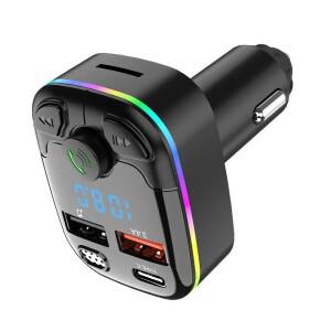 자동차 음악 어댑터 블루투스 호환 5.0 듀얼 USB 3.4A 차량용 충전기 핸즈프리 MP3 플레이어 라디오 무선