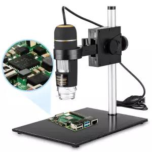 암스코프 UTP200X003MP 디지털 USB 현미경 10X-200X 배율 8개의 LED 광원 내장 테이블 스탠드 소프트웨어
