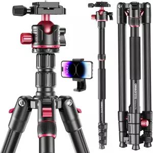 캠보포토 74인치 프로페셔널 카메라-사진-삼각대 볼 헤드 알루미늄 DSLR/SLR 및 휴대용 가방 포함 모노포드