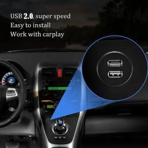듀얼 포트 USB 소켓 Cabe USB3.0 자동차 플러시 마운트 연장 케이블 대시보드 패널 바이크 오토바이용 사각