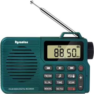 라이샘튼 휴대용 AM/FM 라디오 디지털 레코더 블루투스 5.0 알람 및 절전 기능 대형 디스플레이 포함