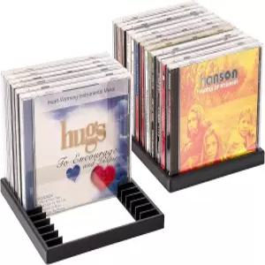 QUPIVA 2PCS CD 보관 랙 24 슬롯 - 거실 사무실을 위한 조립식 홀더 및 정리 선반 공간 절약 음악 애호가