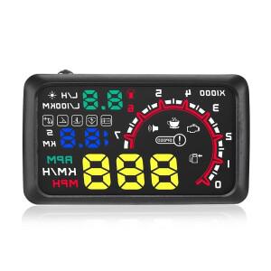 헤드업 디스플레이 게이지 속도계 3.5인치 W02 HUD OBD2 전압 연료 소비량 유리 투사 온보드 컴퓨터 수온