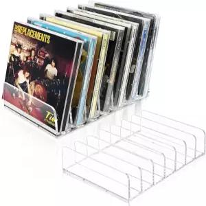 보브캐롤 CD 홀더 2팩 투명 아크릴 정리함 디스플레이 랙은 미디어 선반 보관 및 정리를 위한 최대 14개의