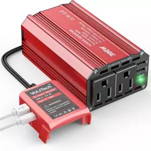 VoLtTech 300W 파워 인버터 18V 110V 밀워키 배터리 DC 충전 어댑터(AC 콘센트 2개 및 차량 노트북 컴퓨터