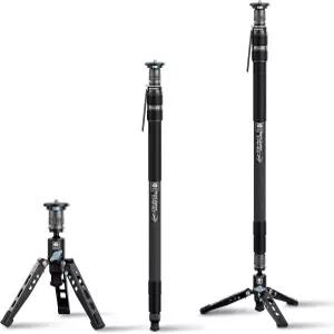 SIRUI SVM-165 카메라용 급속 모노포드 65인치 탄소 섬유 발 포함 원스텝 높이 조절 DSLR 경량 모듈러 3 in