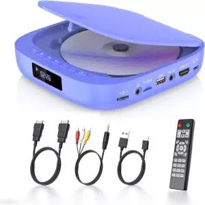TV 데소브리 미니 DVD 플레이어 HDMI RCA 출력 1080P HD 전 지역 무료 CD 리모컨 포함 스마트 지원 USB/TF