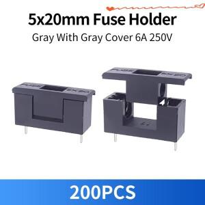 200PCS 5x20MM 퓨즈 홀더 6A250V 회색 커버가 있는 블록 PCB 패널 장착 박스