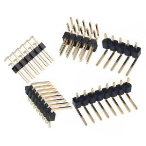 20pcs 2.54mm 단일 행핀 곡선 헤더 커넥터 이중 2P/3P/4P/5P/6P/8P/10P 스트립 바늘