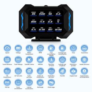 P25헤드업 디스플레이 경사계 경보 OBD  GPS HUD 자동차 디지털 속도계 수온 연료 소비량
