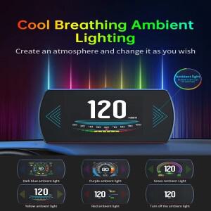 자동차 계기판 P12 OBD HUD 수온 전압 속도계 rpm 오일 압력 3in1 헤드업 디스플레이 게이지