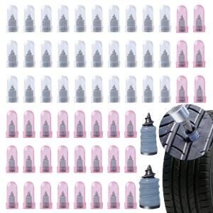 60 PCS 타이어 수리 고무 못 빠른 크기의 트럭 나사 자전거용 오토바이 삽입 비상 튜브리스 타이어용 플러그 자동차 SUV 도구 펑크 키트, 2가지 플랫 나사,