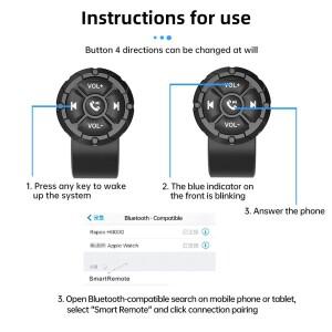 자동차 스티어링휠 원격제어 미디어 컨트롤러 버튼 Bluetooth 호환 Motorycycle 자전거 핸들바 블랙