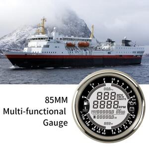 방수 자동 해양  게이지 GPS 속도계 타코미터 전압계 연료 레벨 수온 오일 압력 85mm 6 in 1