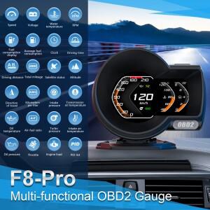 OBD2 GPS 스마트 게이지미터   버전 HUD F8 플러스 범용 디지털 계기판 OBDII 속도계
