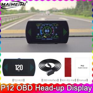 자동차 속도계 온보드 컴퓨터 P12 OBD2 HUD 헤드업 디스플레이 스마트 디지털 타코미터 ECT 수온 오일 온도